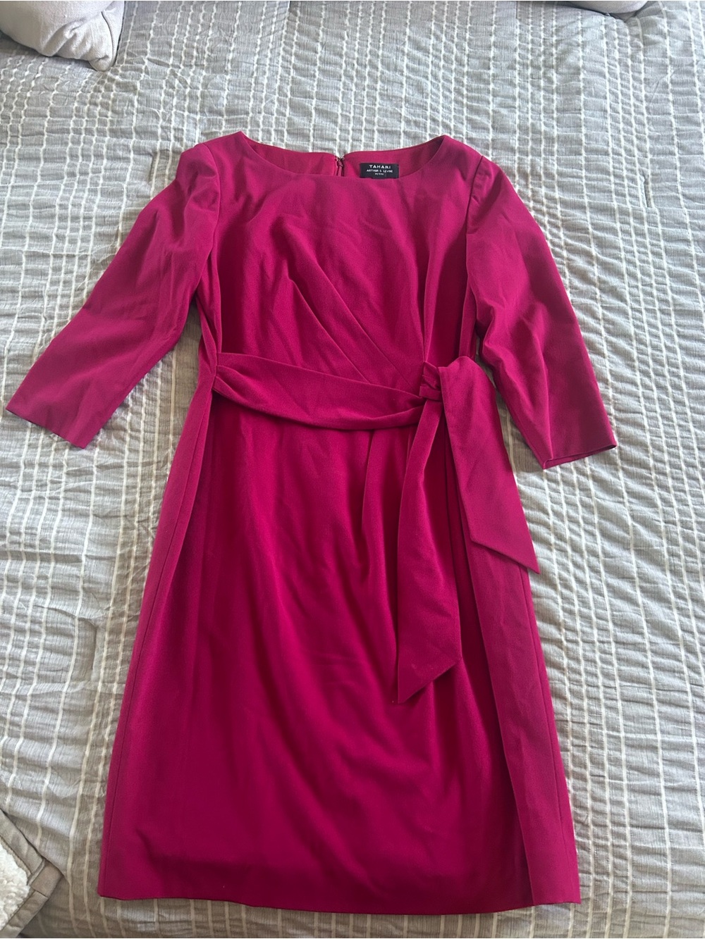 Tahari Fuchsia Tie-Waist Sheath Dress